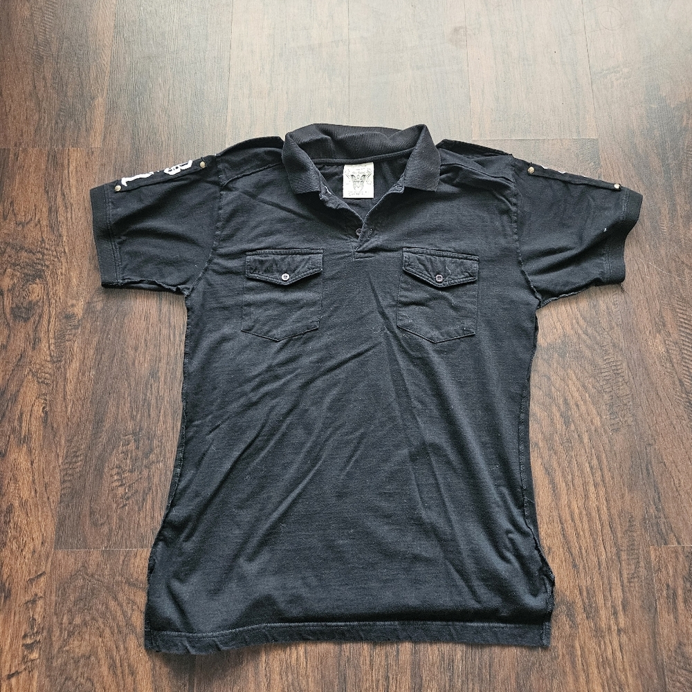 Black Label Premium Mens Black Polo Shirt with embroidery/Graphics/Studs